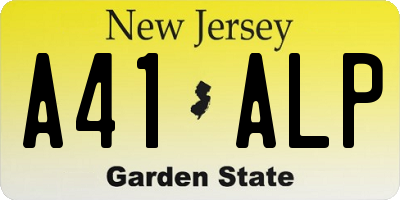 NJ license plate A41ALP
