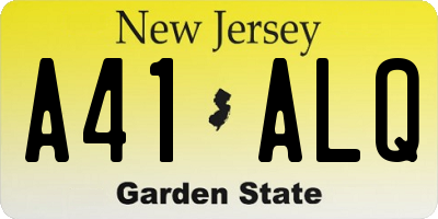NJ license plate A41ALQ