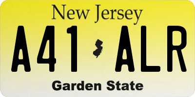 NJ license plate A41ALR