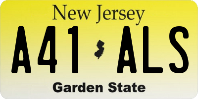 NJ license plate A41ALS