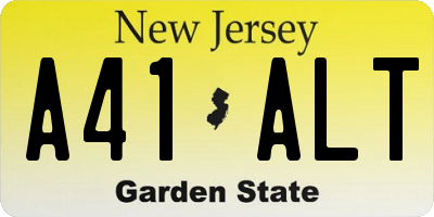 NJ license plate A41ALT