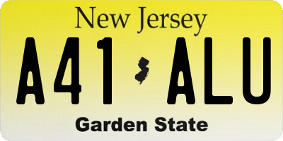 NJ license plate A41ALU