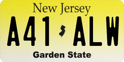 NJ license plate A41ALW