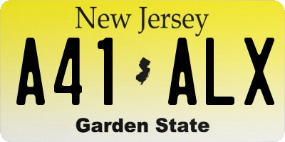 NJ license plate A41ALX