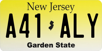 NJ license plate A41ALY