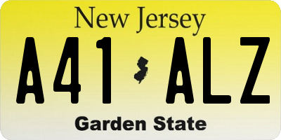 NJ license plate A41ALZ