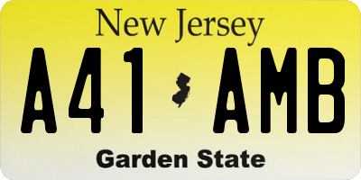 NJ license plate A41AMB