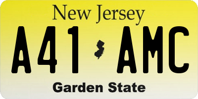 NJ license plate A41AMC