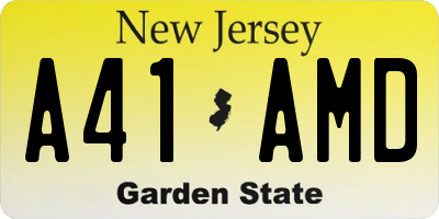 NJ license plate A41AMD