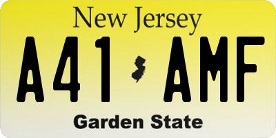 NJ license plate A41AMF