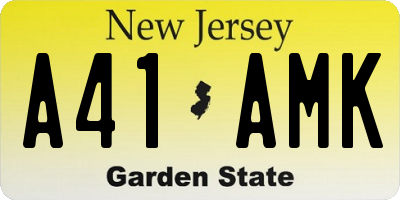 NJ license plate A41AMK