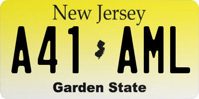 NJ license plate A41AML