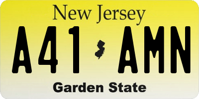 NJ license plate A41AMN