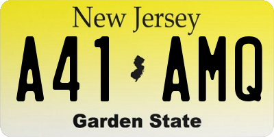 NJ license plate A41AMQ