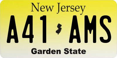 NJ license plate A41AMS