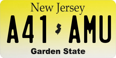 NJ license plate A41AMU