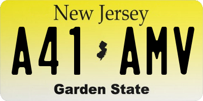 NJ license plate A41AMV