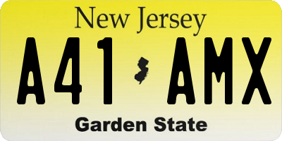 NJ license plate A41AMX