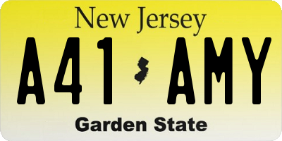 NJ license plate A41AMY