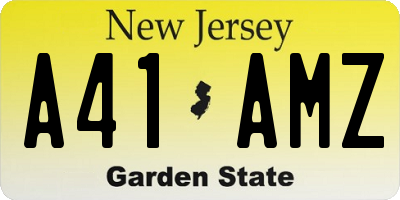 NJ license plate A41AMZ