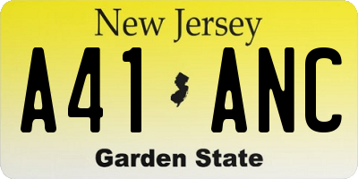 NJ license plate A41ANC