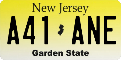 NJ license plate A41ANE