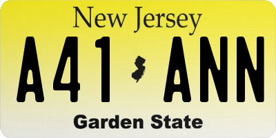 NJ license plate A41ANN
