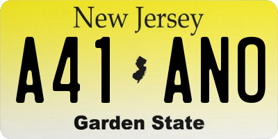 NJ license plate A41ANO