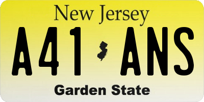 NJ license plate A41ANS