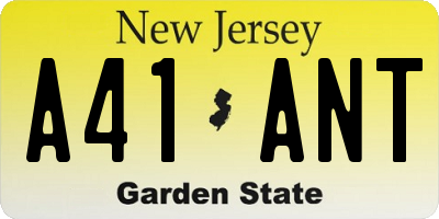 NJ license plate A41ANT