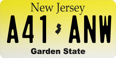 NJ license plate A41ANW