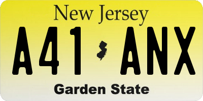 NJ license plate A41ANX