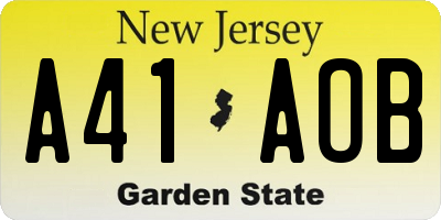 NJ license plate A41AOB
