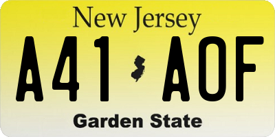 NJ license plate A41AOF