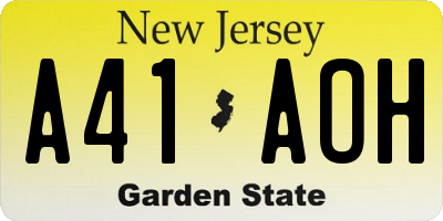 NJ license plate A41AOH