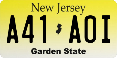 NJ license plate A41AOI