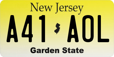 NJ license plate A41AOL