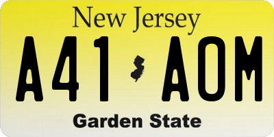 NJ license plate A41AOM
