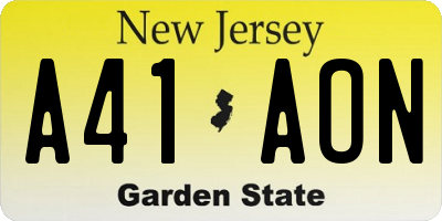 NJ license plate A41AON