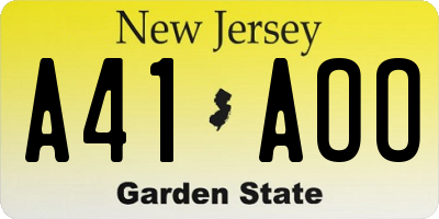 NJ license plate A41AOO
