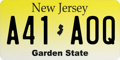 NJ license plate A41AOQ