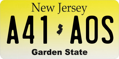 NJ license plate A41AOS