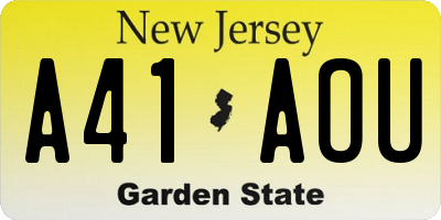 NJ license plate A41AOU