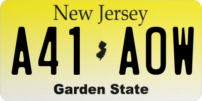 NJ license plate A41AOW