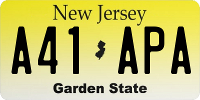 NJ license plate A41APA