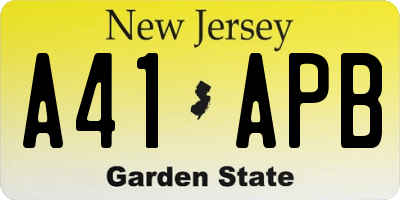 NJ license plate A41APB