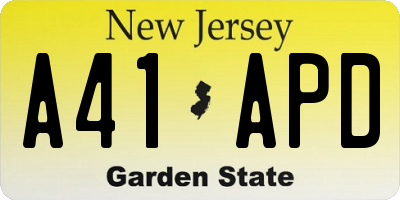 NJ license plate A41APD