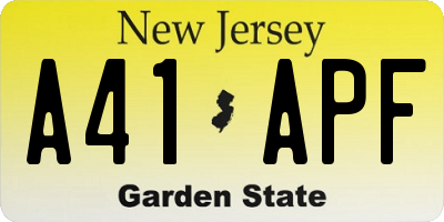 NJ license plate A41APF