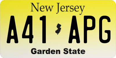 NJ license plate A41APG