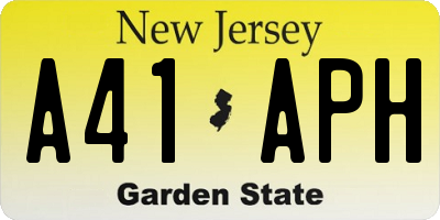 NJ license plate A41APH